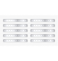 Realistic various shiny metal rulers with Vector Image