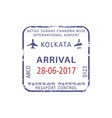 visa stamp in kolkata international airport vector image