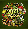 2021 hand drawn doodles new year objects vector image