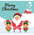 santa and elf cartoon icon merry christmas vector image