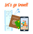 traveling abroad poster with lettering vector image vector image