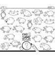 find two same pig characters coloring book vector image
