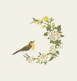 floral wreath with bird vector image vector image