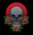 traditional skull and flower tattoo vector image vector image
