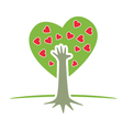 tree with hand and hearts vector image