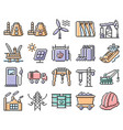 collection outlined pixel icons industries vector image