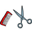 doodle comb and scissors vector image