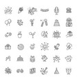 happy birthday party line icon set vector image vector image