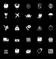shipping icons with reflect on black background vector image vector image