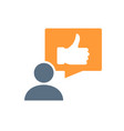 human with thumb up in speech bubble colored icon vector image