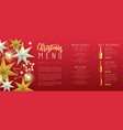 restaurant menu design with 3d christmas stars vector image