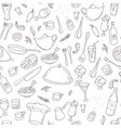 food and drink outline seamless pattern hand vector image
