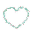 heart flower and leaf on shape frame vector image