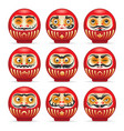 red daruma japanese dolls set vector image