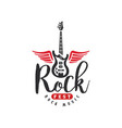 rock music fest logo emblem for festival vector image