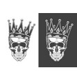 vintage monochrome skull with crown isolated vector image