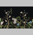 border with cranes and peonies in chinoiserie vector image
