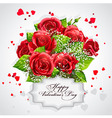 card for valentines day heart of red roses vector image