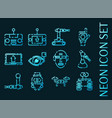 robotic set icons blue glowing neon style vector image vector image
