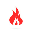 red fire or flame icon with shadow vector image vector image