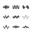 sound waves glyph icons set silhouette symbols vector image