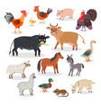 big farm animals and birds set vector image