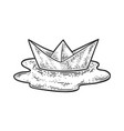 paper boat in a puddle sketch vector image
