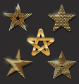 set of golden decorative stars vector image
