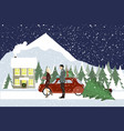woman and a man go with gifts to country house vector image