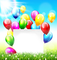 celebration background with frame balloons grass vector image vector image