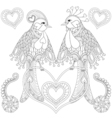 couple of exotic tropical bird sitting on heart vector image