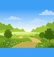 spring trees on farm green hills and meadows vector image vector image