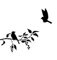 birds at tree silhouettes vector image