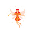 cute orange fairy in flight with a magic wand vector image vector image