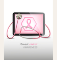 medical tablet with breast cancer awareness symbol vector image vector image