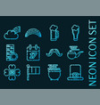 st set icons blue glowing neon style vector image