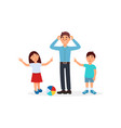 Father being tired with his kids parenting stress Vector Image