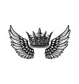 king crown and wings in monochrome style design vector image vector image
