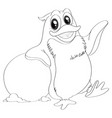 animal outline for penguin and snowball vector image