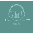 headphones with cord and equalizer word music vector image vector image