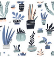 house plants hand drawn color seamless vector image