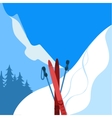 mountains and ski equipment winter background vector image