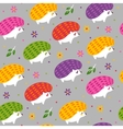 pattern with cartoon hedgehogs vector image