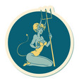tattoo style sticker a pinup devil girl vector image vector image