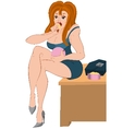 cartoon girl sitting and eating snack from pink vector image