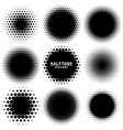 circle halftone design elements with black dots vector image