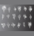 realistic smoke steam on transparent background vector image vector image