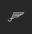 uppercase letter f logo with wings monogram emblem vector image