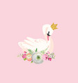beautiful swans with water lilies vector image vector image