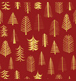 gold foil doodle christmas trees pattern vector image